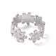 304 кольцо из нержавеющей стали с цветочным узором и открытой манжетой для женщин RJEW-C045-17P-3