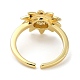 Подсолнух стойка покрытие латунь микро паве кубический цирконий манжеты палец кольца для женщин RJEW-C114-06G-3