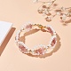 Bracelet perlé de perles de quartz et de coquillages à la fraise naturelle BJEW-TA00029-03-6