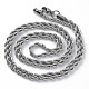 304 collares de cadena de cuerda de acero inoxidable para hombres y mujeres NJEW-T012-03-66-S-01-2