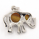 Mixed Gemstone Pendants with Platinum Brass Settings G-N0010-04-3