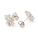 Brass Micro Pave Clear Cubic Zirconia Ear Studs EJEW-G281-08P-2