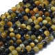Boucles naturelles de perles d'oeil de tigre d'or G-D0013-71A-1
