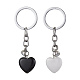 Herz-Schlüsselanhänger aus natürlichem schwarzem Stein und natürlicher weißer Jade KEYC-JKC00548-1