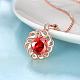 Real Rose Gold Plated Brass Cubic Zirconia Flower Pendant Necklaces NJEW-BB03725-RG-4