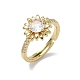Женские кольца из латуни с цветком и прозрачными кубическими цирконами RJEW-Z111-01G-4