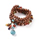 Colliers de perles de bois et de cornaline naturelle et de turquoise synthétique NJEW-JN04136-5