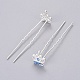 (Defective Closeout Sale) Lady's Hair Accessories Silver Color Plated Iron Rhinestone Hair Forks PHAR-XCP0004-03S-05-1