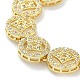Rack Plating Brass Cubic Zirconia Flat Round Link Chain Bracelets for Women BJEW-D032-01G-2