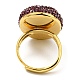 Natürlich gefärbter ovaler verstellbarer Ring aus Jade mit Strass RJEW-D005-02G-3