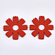 塗装された天然木のペンダント  花  ミックスカラー  49.5x49x3mm  穴：1mm X-WOOD-Q040-010-M-3