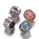 Long-Lasting Plated Brass Cubic Zirconia European Beads ZIRC-P024-01-RS-1