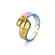 Цвет радуги 304 нержавеющая сталь нерегулярная широкая полоса открытое кольцо-манжета для женщин RJEW-N038-049M-3