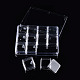 長方形ポリスチレン プラスチック ビーズ保存容器  12個の正方形の小さな箱で  透明  容器：16.5x12.5x2.5cm  小箱：4x4x2.2cm  インナーサイズ：3.4x3.4センチメートル CON-N011-045-4