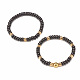 2pcs 2 bracelets extensibles de style noix de coco et lave naturelle et hématite synthétique BJEW-JB07825-4