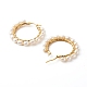 Natural Pearl Beads Brass Hoop Earrings EJEW-JE04565-02-4