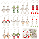 SUNNYCLUE 1 Box DIY 10 Pairs Christmas Beads Adult Earring Making Kit Angel Wing Spacer Bead Xmas Red Green Round Beads Rhinestone Loose Beads Wing Charms Earrings Hooks for Jewelry Making Kits Women DIY-SC0022-83-1