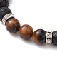 Natural Lava Rock & Tiger Eye Braided Bead Bracelets BJEW-JB09729-02-3