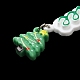 クリスマステーマ不透明樹脂カボション  プラチナトーンの鉄ループ付き  クリスマスツリー  ミディアムシーグリーン  84x38x5.5mm CRES-D011-01I-4