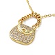 Golden Brass Rhinestone Pendant Necklace with Cable Chains NJEW-P278-A01-1