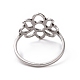 201 ステンレス製の花の指輪  女性のための中空ワイドリング  ステンレス鋼色  usサイズ6 1/2(16.9mm) RJEW-J051-32P-3