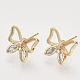 Brass Micro Pave Clear Cubic Zirconia Stud Earring Findings X-KK-T054-52G-NF-1