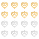 Unicraftale 20pcs2色201ステンレス鋼チャーム  レーザーカットペンダント  犬の足のプリントと心臓  ゴールデン·ステンレス鋼色  15x15x1mm  穴：1.5mm  10個/カラー STAS-UN0051-29-1