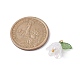 Dijes de flores de lirio blanco y cuentas de hojas de flora PALLOY-JF02543-2