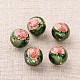 Flower Picture Printed Glass Round Beads GLAA-J088-10mm-B03-1