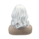 前髪の短いカーリーボブウィッグ  肩の長さのかつら  高温繊維  女性用合成かつら  ホワイト  16.5インチ（42cm） OHAR-L010-002C-3