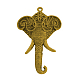 チベットのスタイル合金の象の頭のペンダントエナメルのセッティング  無鉛の  アンティーク黄金  84x52x9mm  穴：2mm TIBEP-781-AG-RS-1