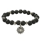Bracelet extensible en perles de lave naturelle avec breloques en alliage BJEW-JB09477-3