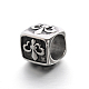 Retro Smooth 304 Stainless Steel Large Hole Cube Beads with Fleur De Lis STAS-I031-24-2