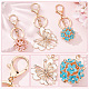 CRASPIRE 6Pcs 6 Style Butterfly Flower Keychain Pendants Keychains Enamel Alloy Key Rings Clip Accessories with Lobster Clasp for Valentine's Day Women Girls Car Bag Craft Decoration KEYC-CP0001-09-4