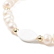 Braccialetto di perline intrecciate con conchiglia naturale e perle BJEW-JB08237-01-5