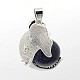 Platinum Plated Brass Elephant Covered with Round Ball Gemstones Pendants G-O037-M-2