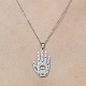 201 collier pendentif main de Hamsa creuse en acier inoxydable avec oeil NJEW-OY001-78-1