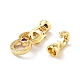 Rack Plating Brass Micro Pave Clear & Camellia Cubic Zirconia Fold Over Clasps KK-E034-57G-3