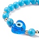 Gemstone & Lampwork Heart Evil Eye Beaded Stretch Bracelet for Women BJEW-JB08392-5