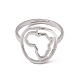 ステンレススチール中空アウトアフリカマップ女性用調節可能なリング201個。  ステンレス鋼色  usサイズ6（16.5mm） RJEW-C045-04P-2