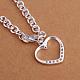Simple Silver Plated Brass Cubic Zirconia Heart Pendant Necklaces For Women NJEW-BB12877-2