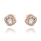Square Real Rose Gold Plated Fashion Alloy Austrian Crystal Stud Earrings EJEW-AA00057-08-1