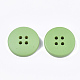 塗りの木製のボタン  4穴  フラットラウンド  薄緑  20x4mm  穴：2mm WOOD-Q040-001E-2