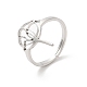 304 anillo ajustable de loto hueco de acero inoxidable RJEW-L107-021P-1