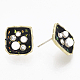 (vendita di fabbrica di feste di gioielli) orecchini a bottone smaltati in lega di rombo EJEW-N009-08A-3