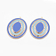 ライトゴールドメッキアイアン製エナメルチャーム  楕円形の大きなペンダント  コーンフラワーブルー  64x50x5mm  穴：2mm IFIN-J052-05KCG-1