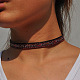 刺繍チョーカー襟のネックレス  合金チェーン付き  暗赤色  12.2インチ NJEW-N0052-048A-5