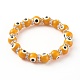 Bracelets extensibles en perles rondes au chalumeau mauvais œil BJEW-JB06211-5