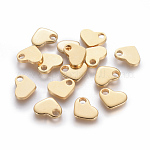 201 charms in acciaio inox, catena estensore a goccia, cuore, oro, 7x9x1.5mm, Foro: 2 mm