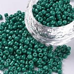 Baking Paint Glass Seed Beads, Teal, 8/0, 3mm, Hole: 1mm, about 10000pcs/bag
